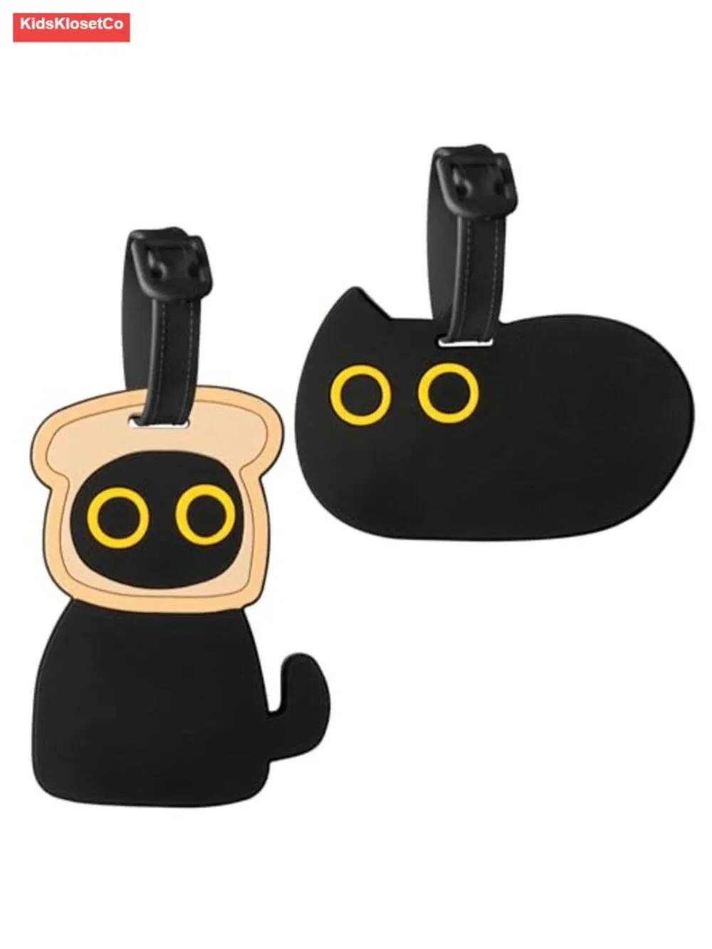 Black Cat Silicone Luggage Tags Set of 2 with ID Card Slot Travel Accessory